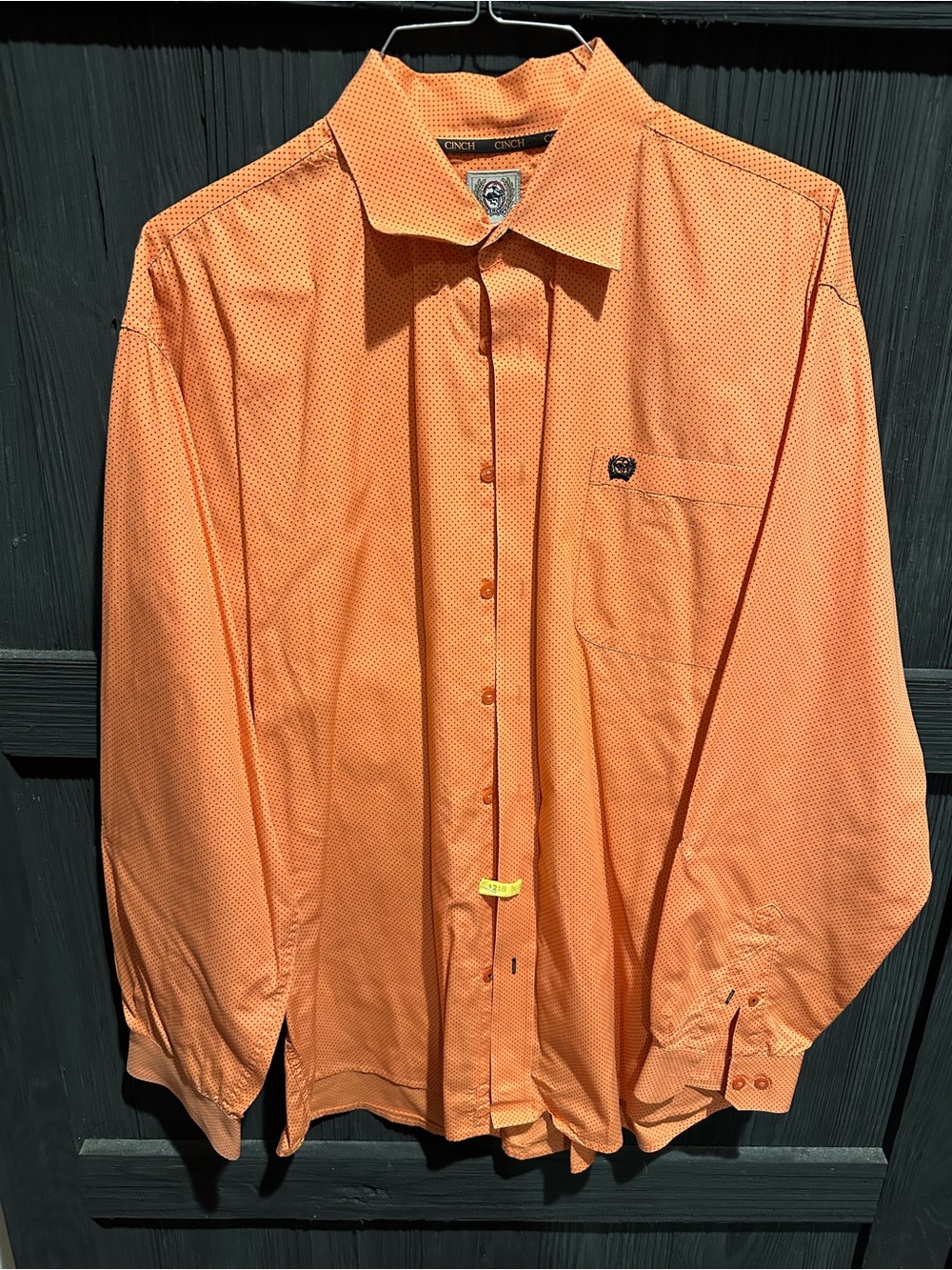 Cinch Men's Orange Button-Down Dress Shirt